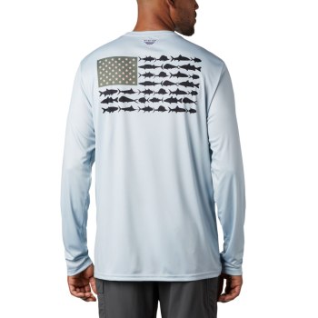 Pánské Mikiny Columbia Terminal Tackle PFG Fish Flag Long Sleeve Šedé OYZTCH945